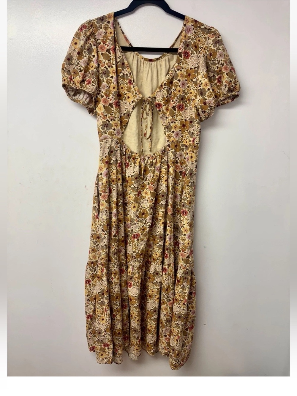 Madewell Puff Sleeve Open Back Midi Dress 10 Flora Field Floral Cottagecore - Picture 4 of 10